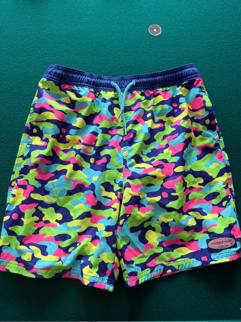 Vineyard Vines Blue and White Mesh-Lined Swim Shorts